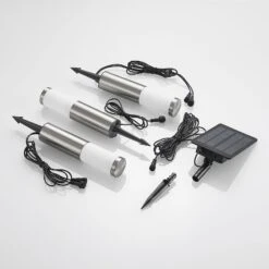 Lindby Lexiane LED-Solarlampen, 3er-Set, Edelstahl 19 Lindby Lexiane LED-Solarlampen, 3er-Set, Edelstahl -Beleuchtung Rabatte 9929006 8