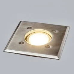 Eckige Edelstahl-Bodeneinbaulampe Insa, IP67